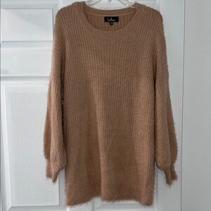 Lulu's Cozy Rose Pink Crew Neck Sweater Dress